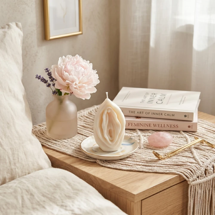 Świeca Sojowa Yoni  Artystyczna Rzeźba Sromu Handmade Vulva Candle